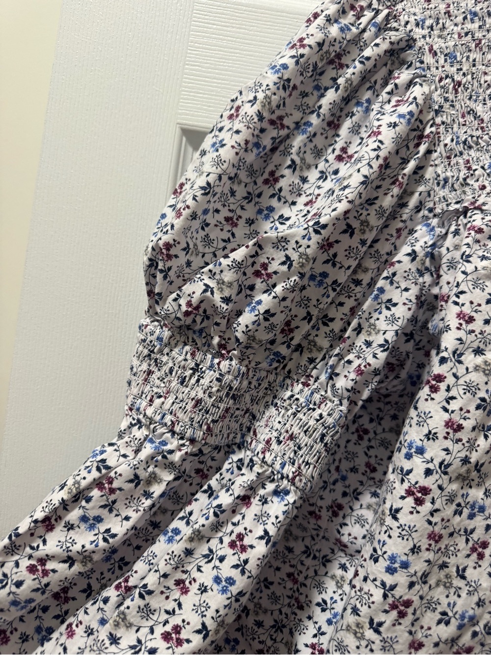 English Factory White Floral Smocked Peasant Top - Picture 2 of 6